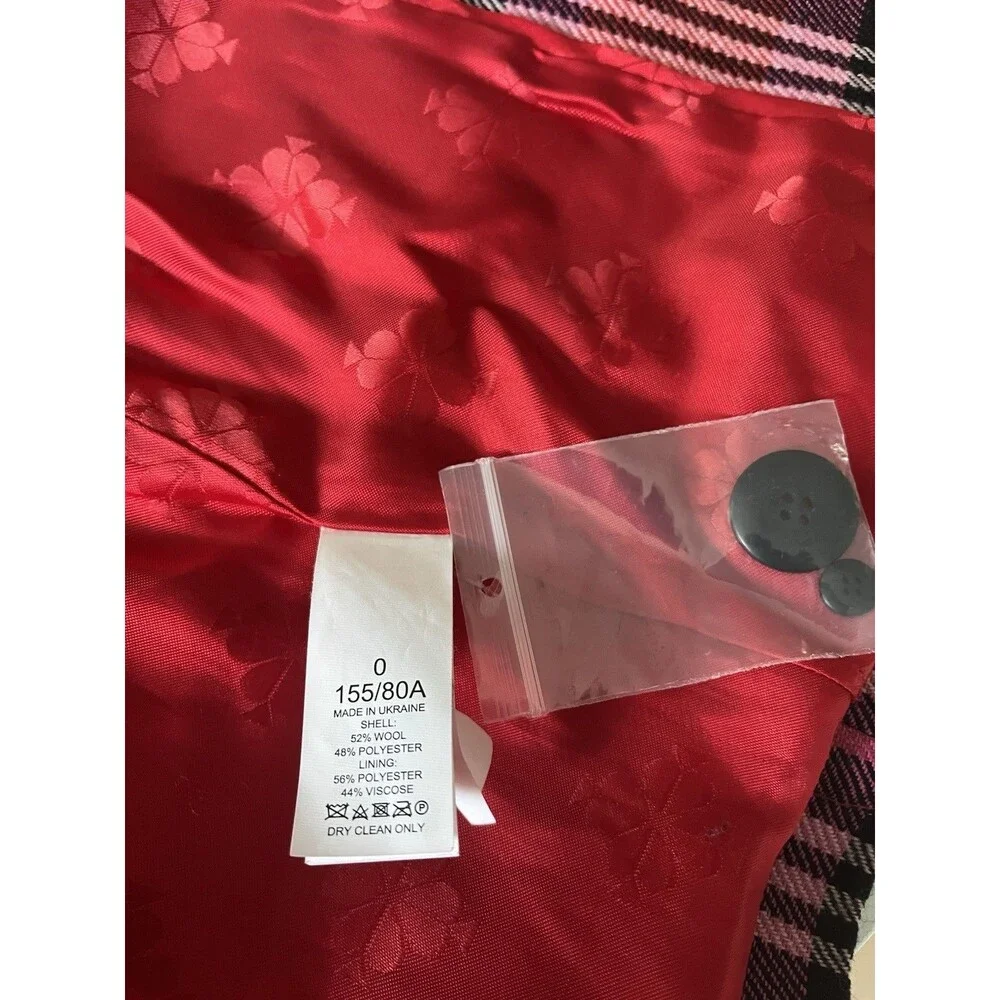 Kate Spade Plaid Foliage Wool Blend Blazer Size 0